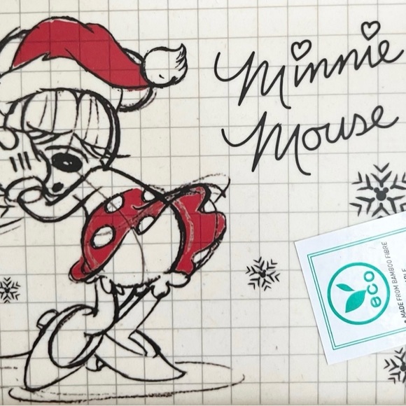 Disney Christmas Sketch Mickey and Minnie Mouse Bamboo Rectangular Serving Tray - Picture 6 of 12